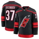 Camisola Premium Home preta dos Carolina Hurricanes Andrei Svechnikov para homem
