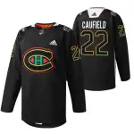 Montreal Canadiens Cole Caufield Negro Historia Noche Calentamiento Jersey