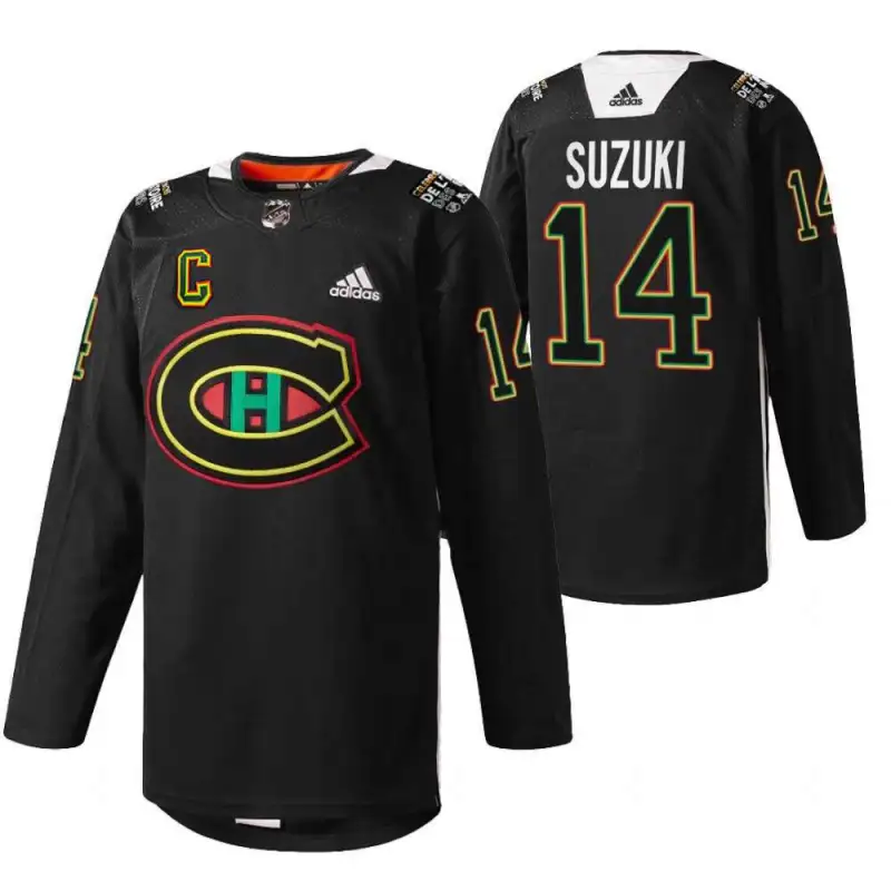Maglietta Warmup Nick Suzuki Black History Night dei Montreal Canadiens