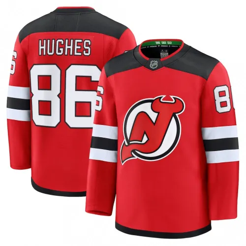 Jack Hughes New Jersey Devils - Maglia da casa premium rossa di Jack Hughes