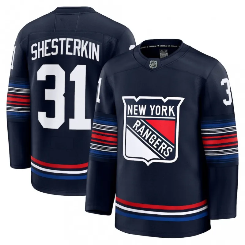 Men’s New York Rangers Igor Shesterkin Navy Alternate Premium Jersey