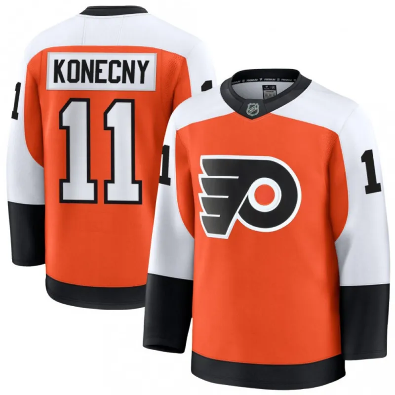 Jersey Premium Laranja dos Philadelphia Flyers Travis Konecny para homem