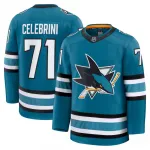 Men's San Jose Sharks Macklin Celebrini Teal Home Premium Jersey
