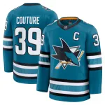Maillot Premium domicile bleu sarcelle Logan Couture des San Jose Sharks pour homme