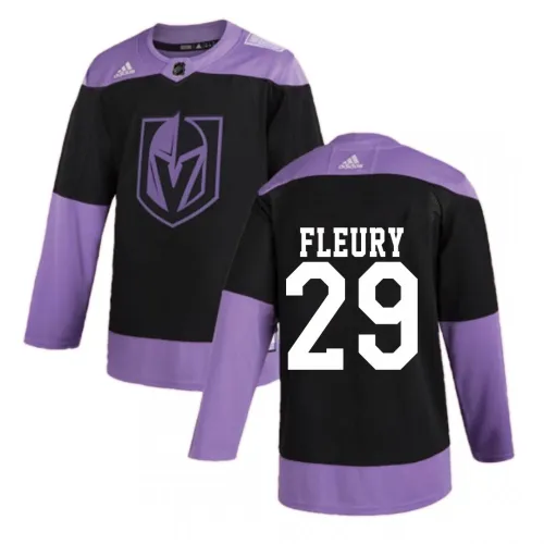 Männer Vegas Golden Knights Marc-André Fleury #29 Adidas schwarz Hockey kämpft Krebs Praxis Jersey