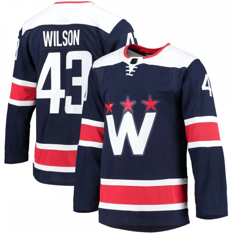 Tom Wilson Washington Capitals 2020/21 Navy Alternate Premium Spieler Trikot