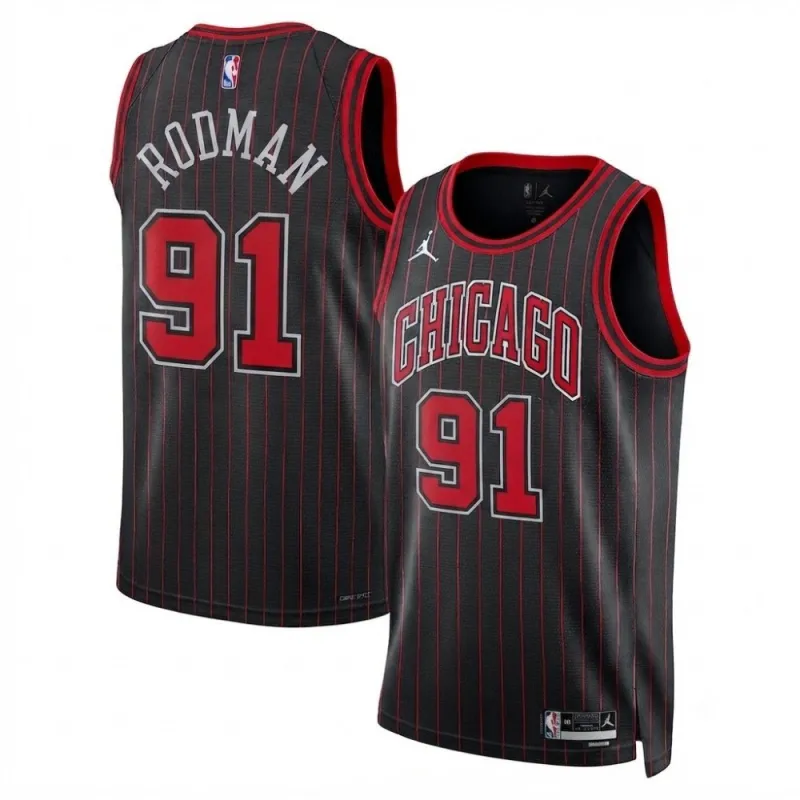 Dennis Rodman Chicago Bulls Jordan Brand Unisex Black Swingman Jersey – Statement Edition