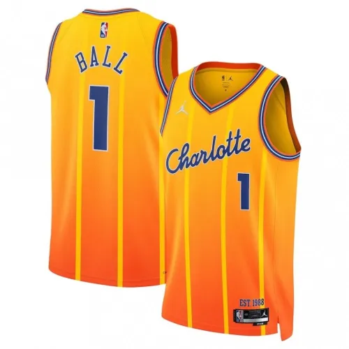Camisa Swingman LaMelo Ball dos Charlotte Hornets, Jordan Brand, cor laranja, Edição City 2025/26