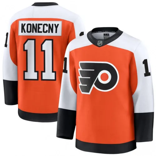Camisola Premium Laranja dos Philadelphia Flyers Travis Konecny para homem