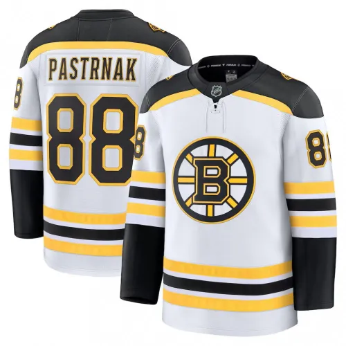 Maglia da trasferta bianca premium di David Pastrnak dei Boston Bruins