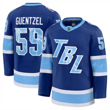 Maillot haut de gamme Jake Guentzel pour homme, bleu « Tampa Bay Lightning », 2026, NHL Stadium Series