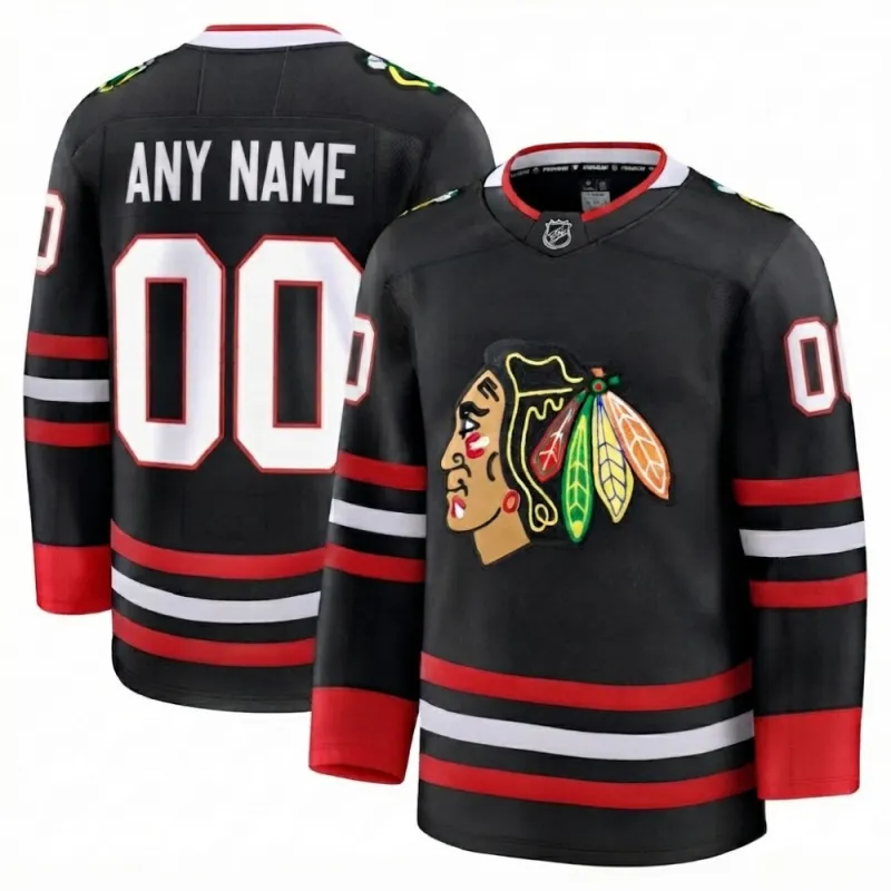 Maglia personalizzata Premium alternativa nera dei Chicago Blackhawks da uomo
