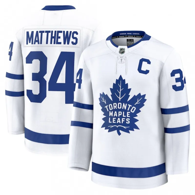 Auston Matthews Men’s Toronto Maple Leafs White Away Premium Jersey