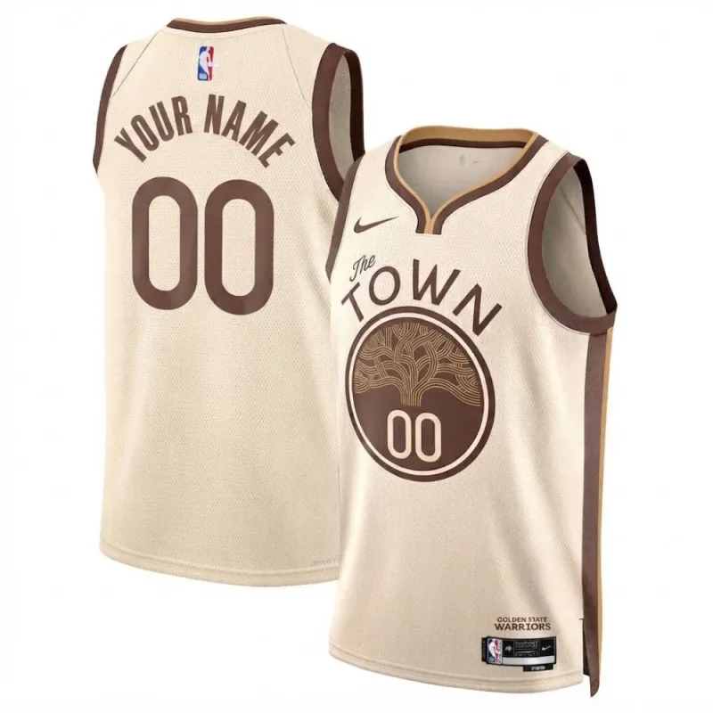 Golden State Warriors Nike 2025/26 Tan Swingman Custom Jersey – City Edition