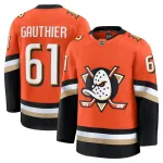 Camisa Premium Laranja dos Anaheim Ducks para Homem da Cutter Gauthier (Jogo em Casa)