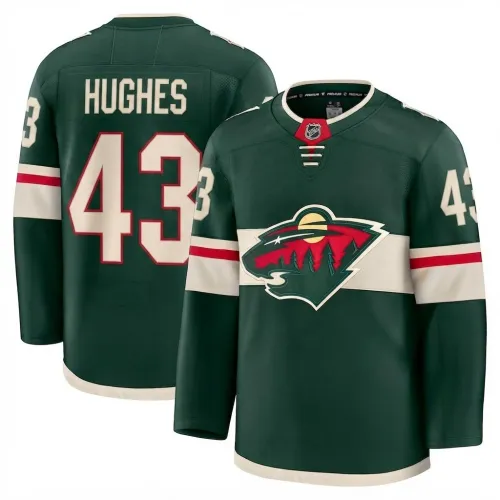 Maglia da uomo PREMIUM dei Minnesota Wild verde di casa della HUGUES