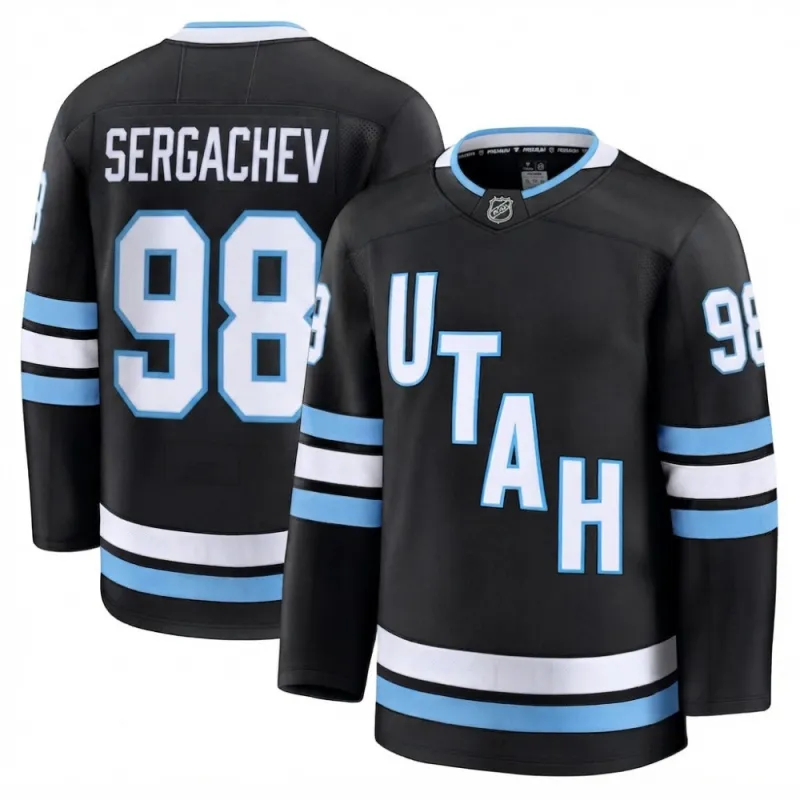 Camisola Premium Preta de Casa do Utah Mammoth para Homem, de Mikhail Sergachev