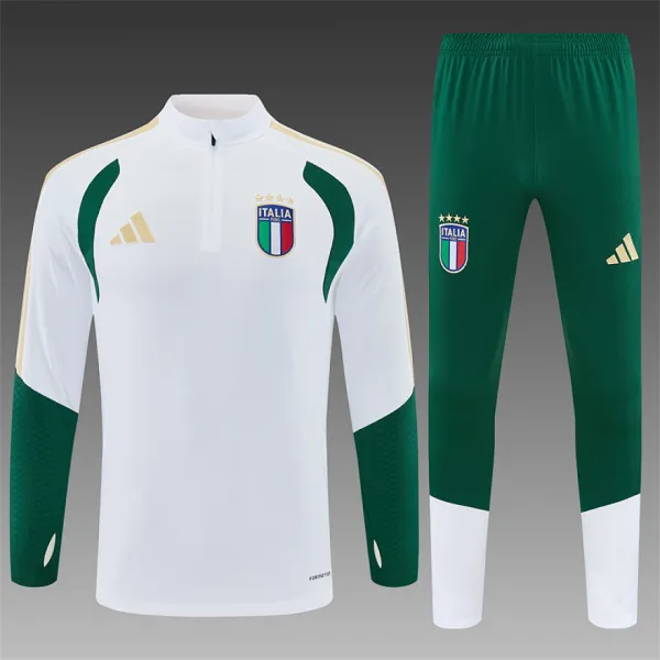 2026 Italy Half-zip Tracksuit White - A-Grade Quality Detail View