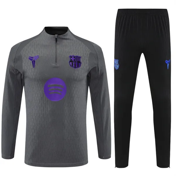 2025 Barcelona Collaboration Half-zip Tracksuit Gray - A-Grade Quality Detail View