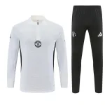 Fato de treino com meio fecho de correr, versão dos jogadores do Manchester United 2025, branco 2025 Manchester United Player Version Half-zip Tracksuit White