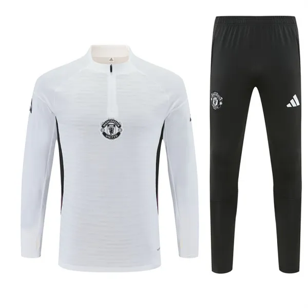 2025 Manchester United Player Version Half-zip Tracksuit White - A-Grade Quality Detail View