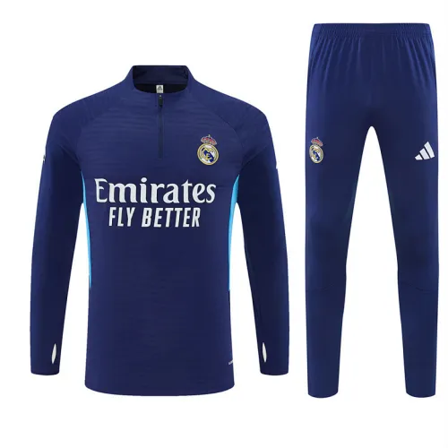 2025 Real Madrid Player Version Half-zip Tracksuit Royal Blue