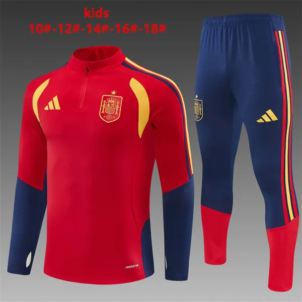 2026 Spain Kids Half-zip Tracksuit Red - A-Grade Quality Detail View