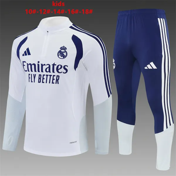 26/27 Real Madrid Kids Half-zip Tracksuit White - A-Grade Quality Detail View