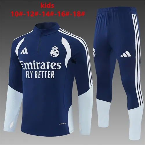 26/27 Real Madrid Kids Half-zip Tracksuit Royal Blue