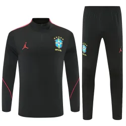 2026 Brazil Jordan Collaboration Half-zip Tracksuit Black/Orange - product photo US45.98 - 2026 Brazil Jordan Collaboration Half-zip Tracksuit Black/Orange