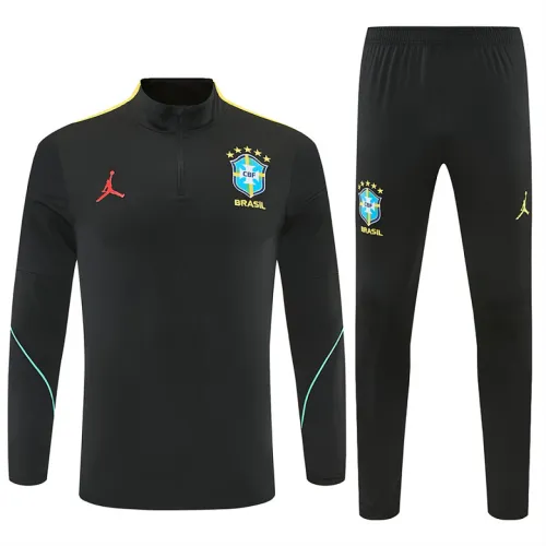 Fato de treino com fecho de meio comprimento «Colaboração Brasil-Jordânia 2026», Preto/Amarelo