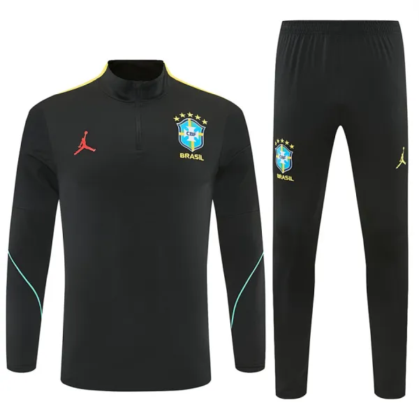2026 Brazil Jordan Collaboration Half-zip Tracksuit Black/Yellow - A-Grade Quality Detail View