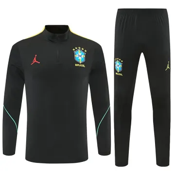 2026 Brazil Jordan Collaboration Half-zip Tracksuit Black/Yellow