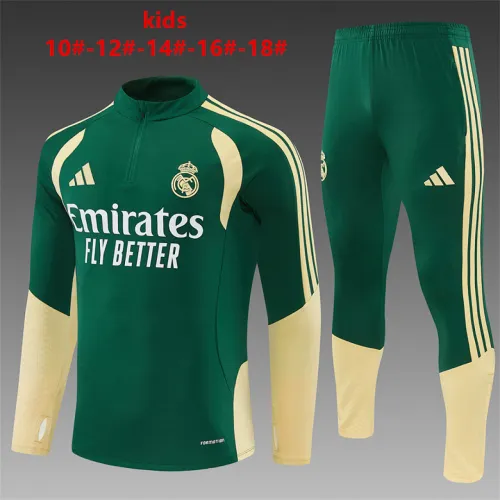 26/27 Real Madrid Kids Half-zip Tracksuit Green