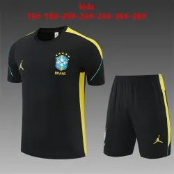 US22.98 - 2026 Brazil Jordan Collaboration Training Kids Kit Black/Yellow