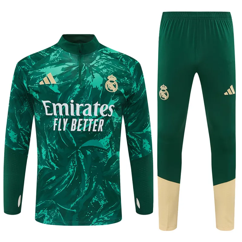 26/27 Real Madrid Camo Half-zip Tracksuit Green