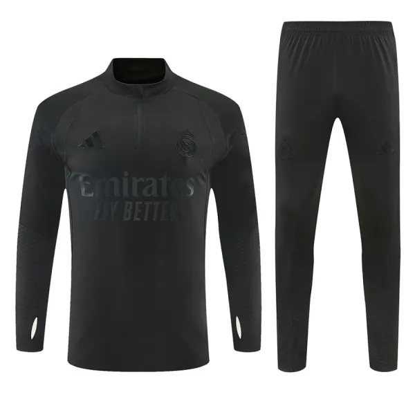26/27 Real Madrid All Black Half-zip Tracksuit - A-Grade Quality Detail View