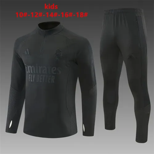 Survêtement demi-zip Real Madrid All Black pour enfants 26/27
