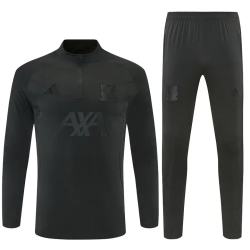 26/27 Liverpool All Black Half-zip Tracksuit