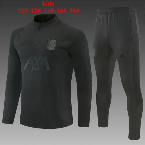26/27 Liverpool All Black Kids Half-zip Tracksuit