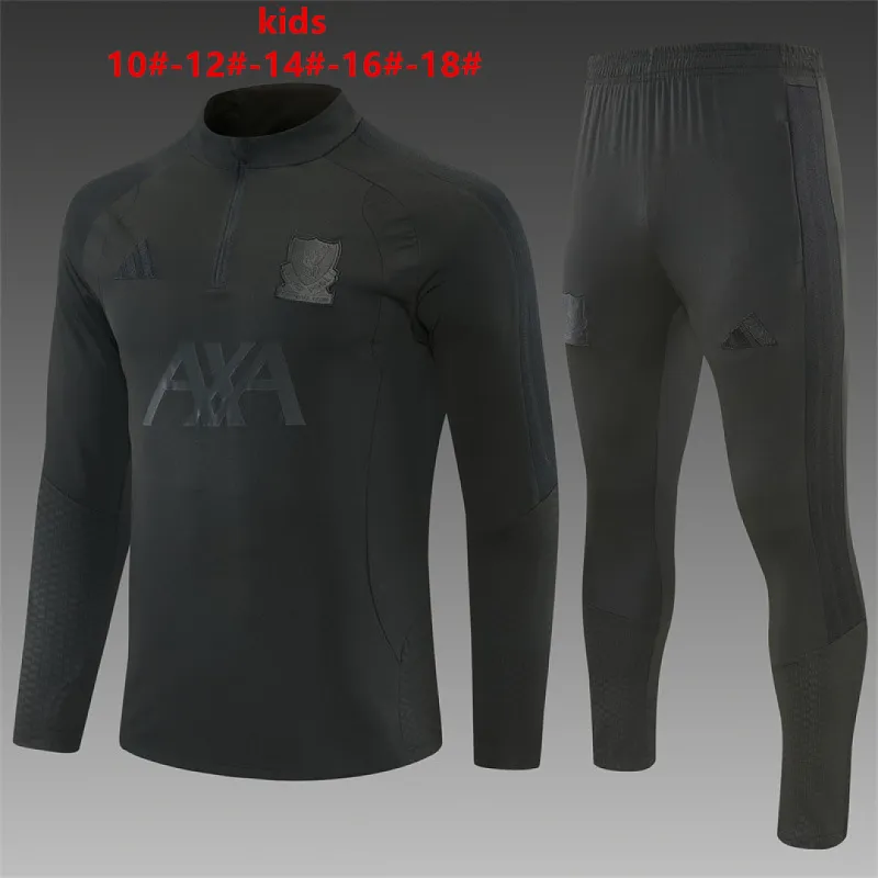 26/27 Liverpool All Black Kids Half-zip Tracksuit