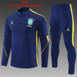 US35.98 - 2026 Brazil Jordan Collaboration Kids Half-zip Tracksuit Royal Blue
