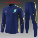 Fato de treino infantil com meio fecho de correr «Colaboração Brasil-Jordânia 2026» - Azul-real 2026 Brazil Jordan Collaboration Kids Half-zip Tracksuit Royal Blue