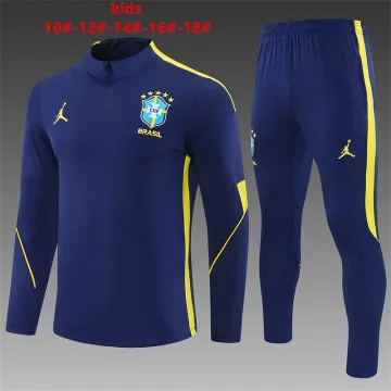 2026 Brazil Jordan Collaboration Kids Half-zip Tracksuit Royal Blue