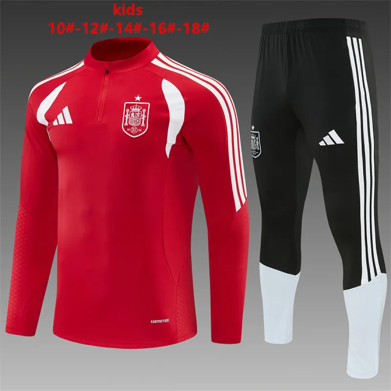 2026 Spain Kids Half-zip Tracksuit Red/White