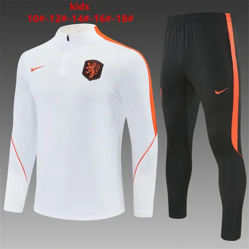 2026 Netherlands Kids Half-zip Tracksuit White