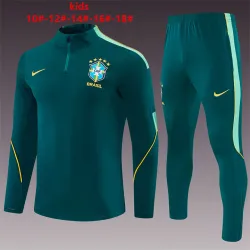 US35.98 - 2026 Brazil Kids Half-zip Tracksuit Dark Green
