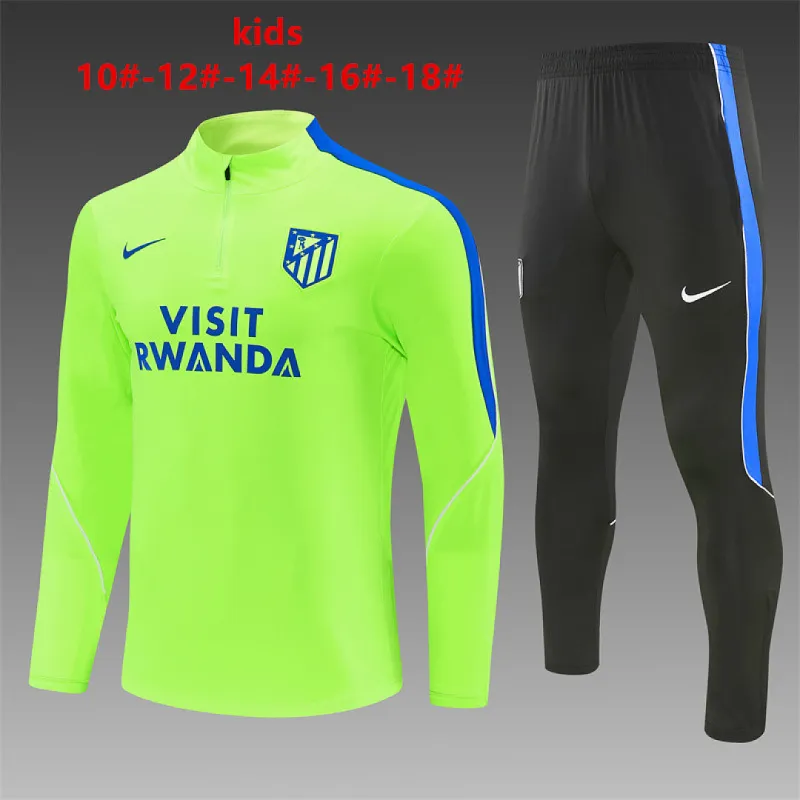 26/27 Atletico Madrid Kids Half-zip Tracksuit Neon Green