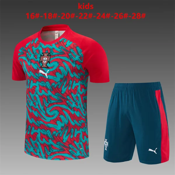 2026 Portugal Camo Training Kids Kit Red/Green - A-Grade Quality Detail View