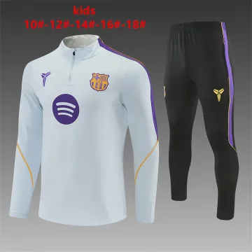 2026 Barcelona Collaboration Kids Half-zip Tracksuit Light Gray